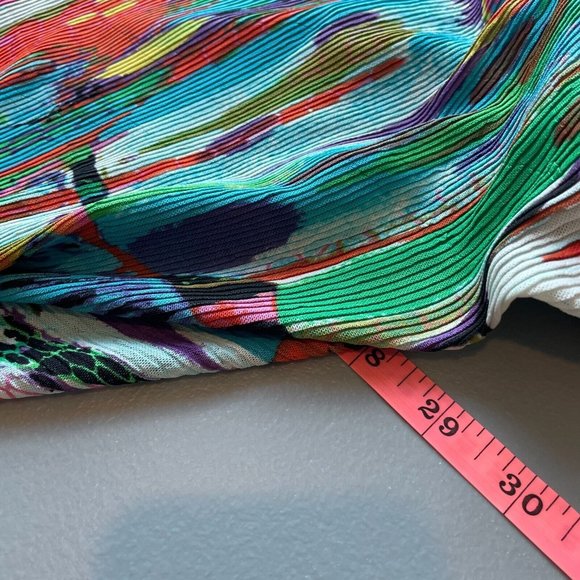 Y2K Elysse 26 Micro Pleat Abstract Blouse Shirt‎ Womens Large L Colorful Dolman - Picture 6 of 10